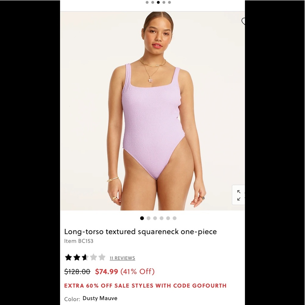 NWT J. Crew Square Neck One Piece.   Size 10 Long Torso.